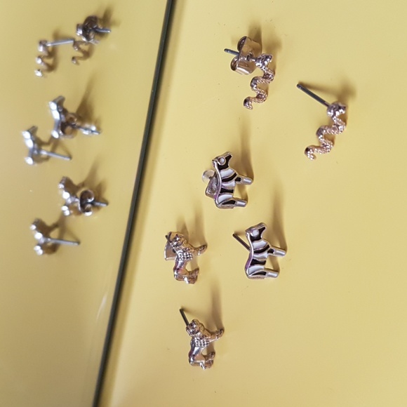 Set of 3 | Animal Stud Earrings | Zebra, Lion, Snake | EUC - Picture 1 of 6